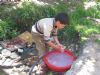 Ioji family had no water. SFR tapped into a spring in their garden so now the family have fresh water. 